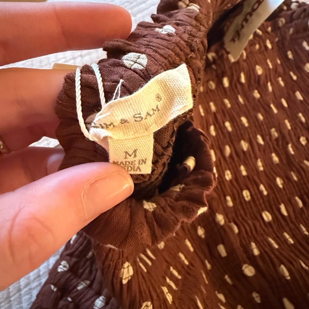 Brown Polka Dot Strapless Dress - Picture 2 of 2